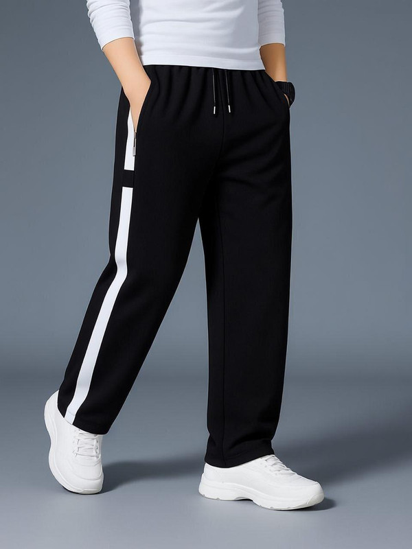 GANPATI CREATION Striped Men Black Track Pants