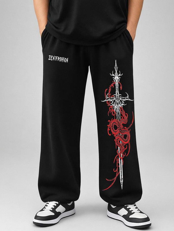 ZEN1FASHION Printed Men Black Track Pants