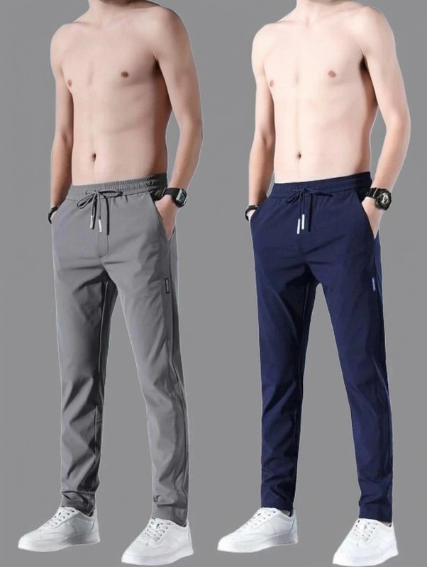 PA FASHION Solid Men Grey, Dark Blue Track Pants