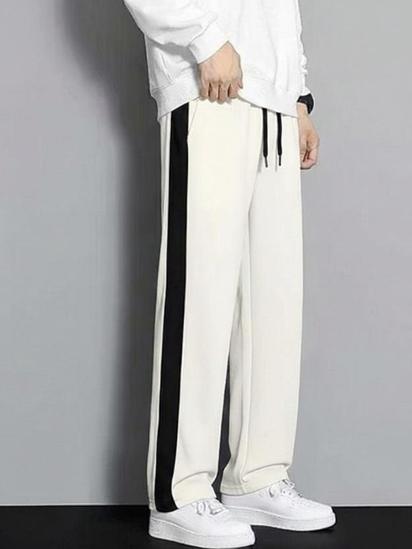 STITCHCOUNTER Solid Men White Track Pants