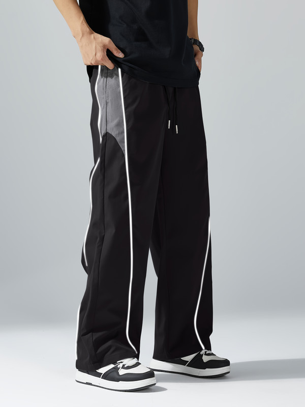 QUTUN Striped Men Black Track Pants