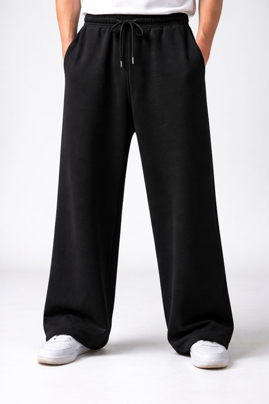 HUSTLEWELL Loose Fit Men Black Trousers
