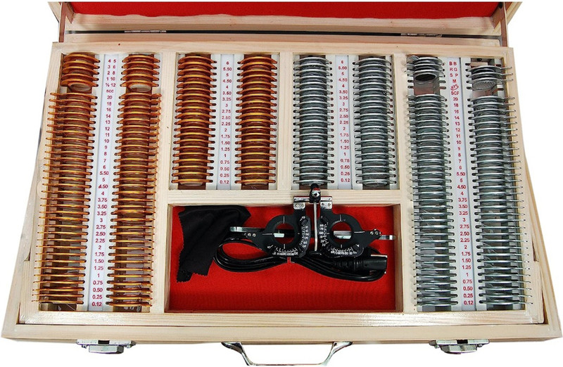 PSR ENTERPRISES Trial Lens Set With 225 Lens & Adjustable Trial Frames, Wooden Box Packing Trail Frame