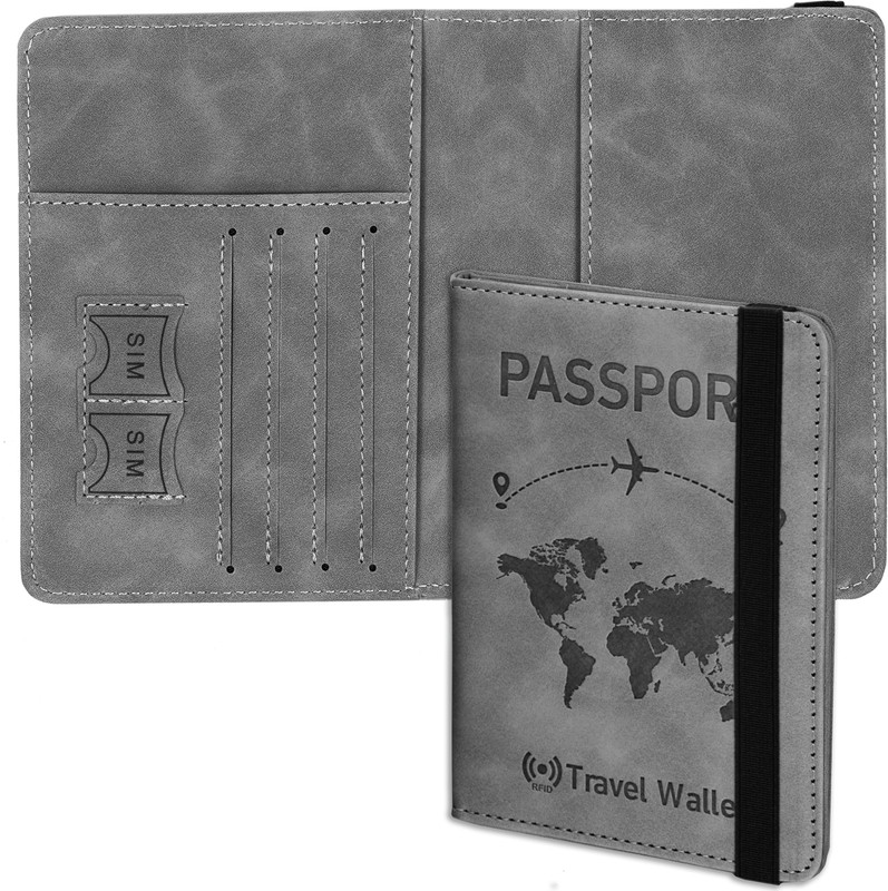 STORITE RFID Travel Passport Cover Holder Wallet for Credit Card Boarding Pass & Ticket(Grey)