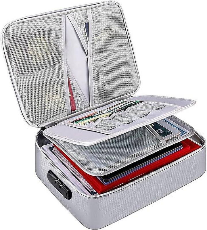 Adhunyk Multilayer Document Organizer Bag File Folder for Certificates Pouch Bag(Grey)