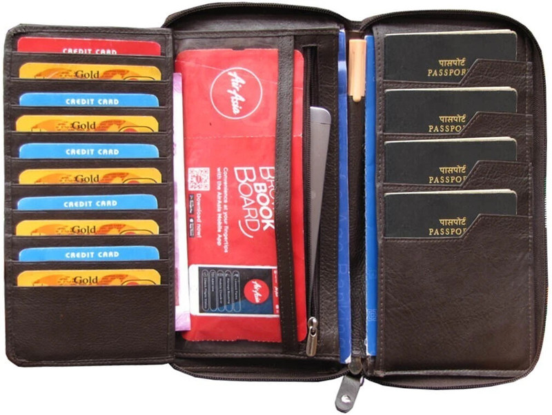 ABYS Durga Puja Special -Genuine Leather Passport Holder | Mobile Cover(Brown)