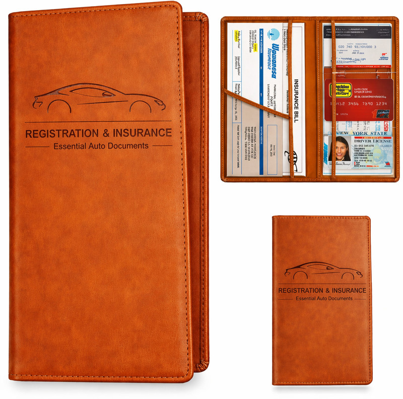 primegadgets Car Document Holder RC Book Insurance Organizer 25x12.5x1 cm Wallet(Brown)
