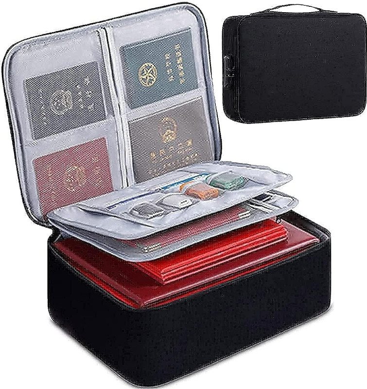 MILONI USA Waterproof 3 Layer Document Storage Bag with Lock for Laptop Passport Documents(Black)