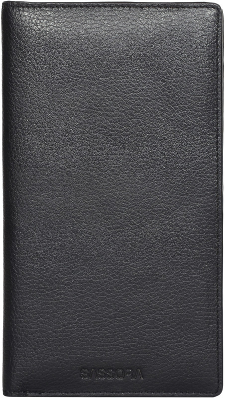 Sassora Genuine Premium Leather Large Black Snap Closure RFID Travel Organizer-A163_KAYA(Black)