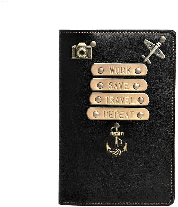 The Messy Corner Black Vegan Leather Unisex Passport Cover(Black)