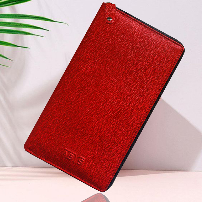ABYS Genuine Leather RFID Protected Passport Holder(Red)