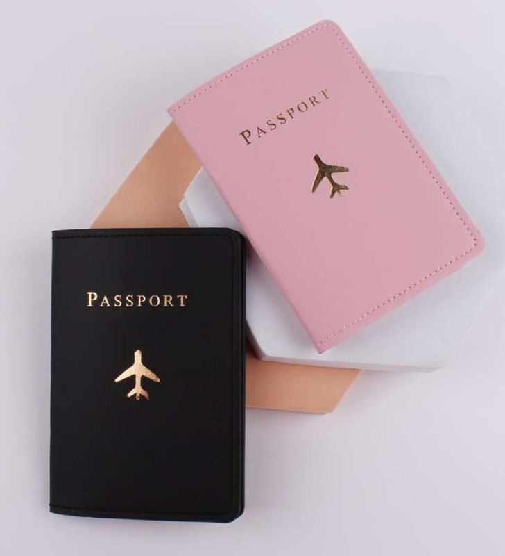 Giftsclub Travel Passport Cover Faux Leather, Card and Document Holder(Black, Pink)