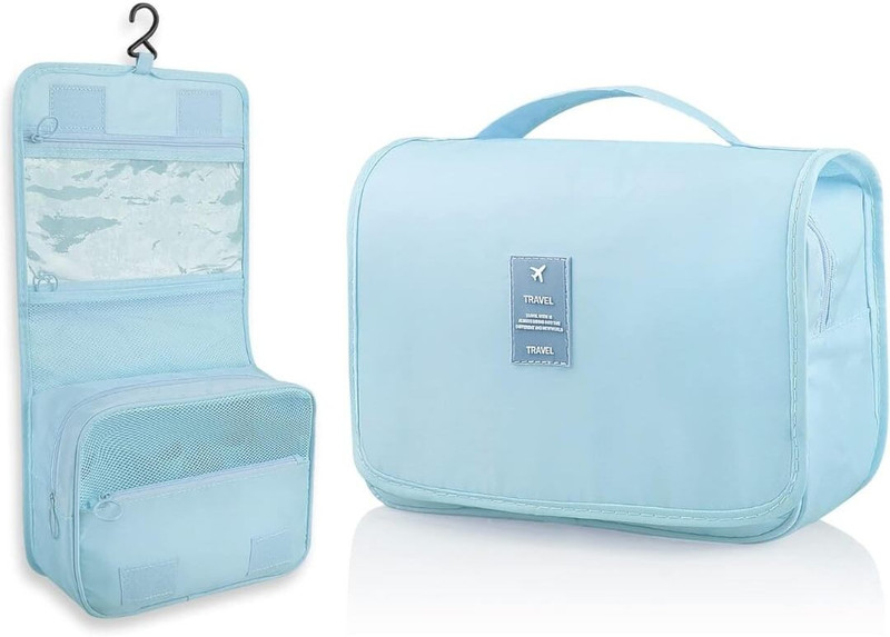 ANSHAURA Cosmetic Organizer Pouch With Multiple Compartments – Sky Blue Cosmetic Bag
