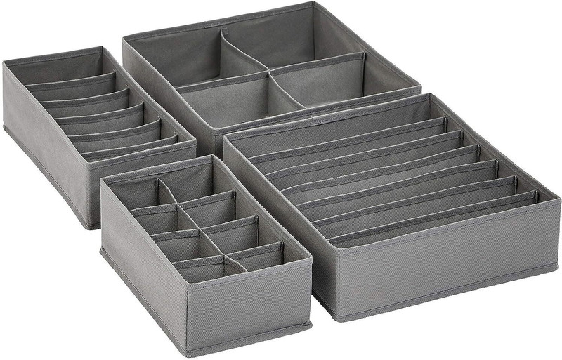 VYORA Set of 4 Foldable Drawer Organizer Undergarment Organizer Box Travel Organizer(Grey)