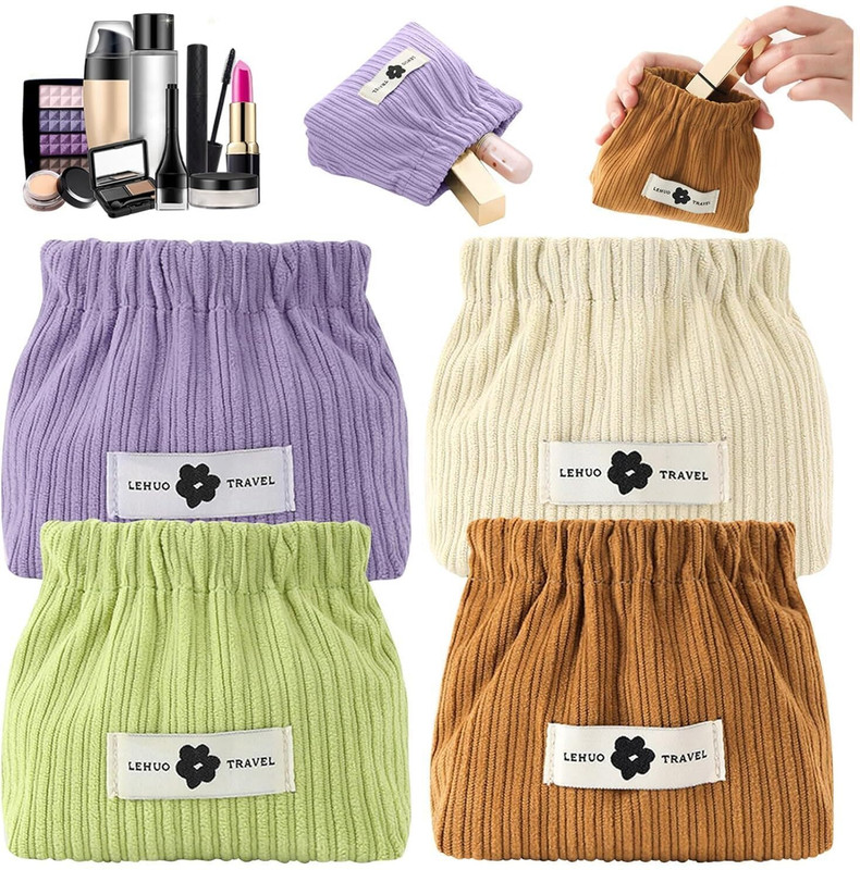 COINCE Mini Elastic Storage Bag Handbags for Women Mini Makeup Bag Corduroy Storage Bag Potli(Pack of 4)