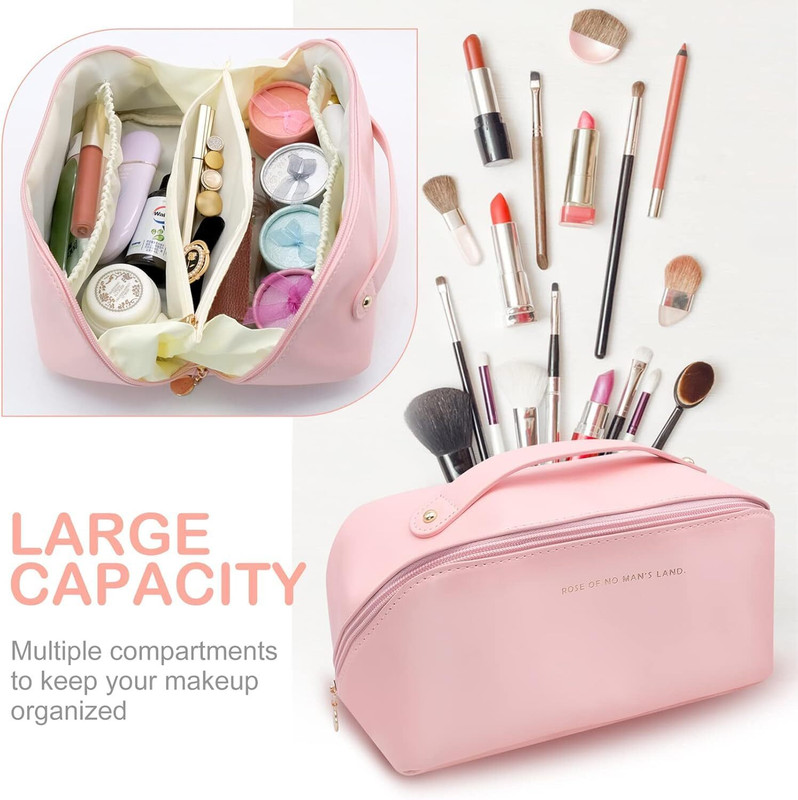 ANSHAURA Leather Cosmetic Elegant Makeup Organizer Cosmetic Bag