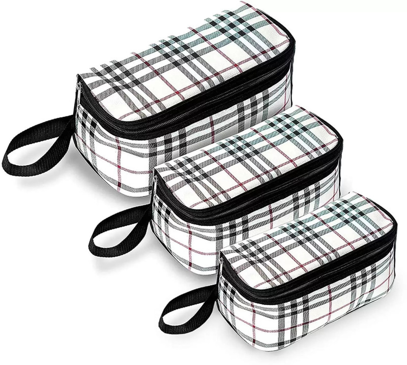 geetacreation Polka dot Set of Three Vanity Cosmetic Toiletary Organizer Makeup storage Kit Cosmetic Bag(Pack of 3)