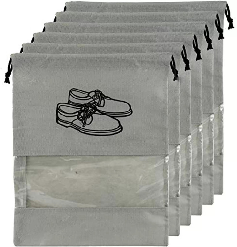 FEVWEL Shoe Cover Travel Shoe Bag Shoe Pouch for Travelling Pack of 6 Pc Grey Shoe Cover for Travel(Grey)