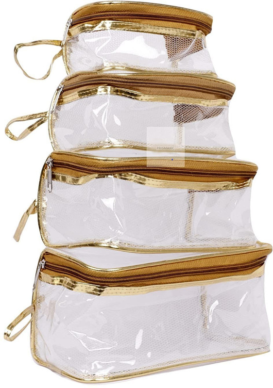 STACKRAID Cosmetic Pouch (Gold) Cosmetic Bag(Pack of 4)