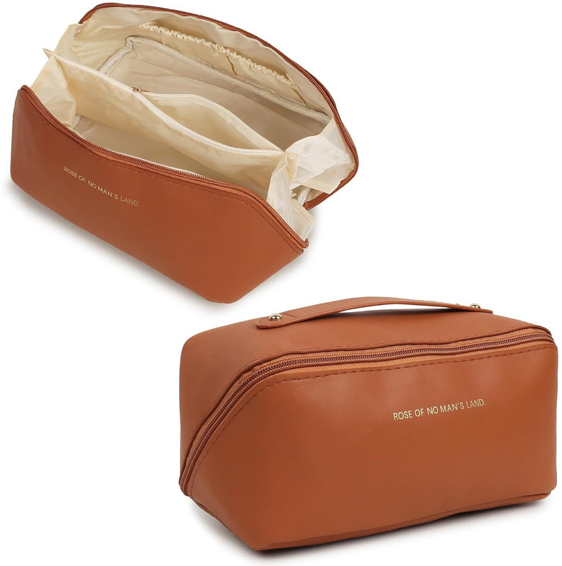 TINSUHG Waterproof Portable Pouch Open Flat Toiletry Bag Make up Organizer Cosmetic Bag