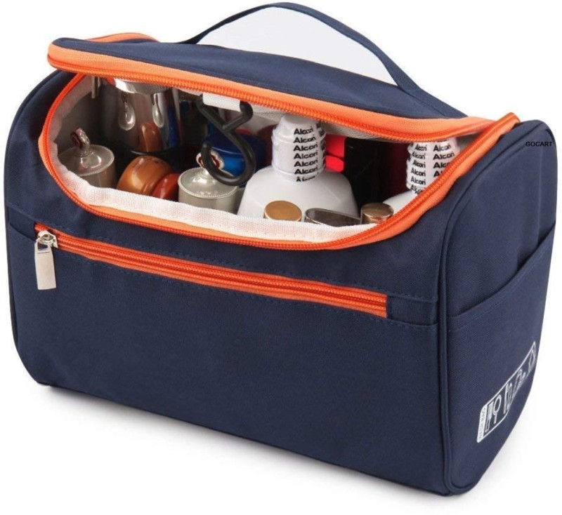 GOCART Hanging Make Up Bag Cosmetic Pouch Shaving Grooming Dopp Kit Travel Toiletry Kit(Blue, Orange)