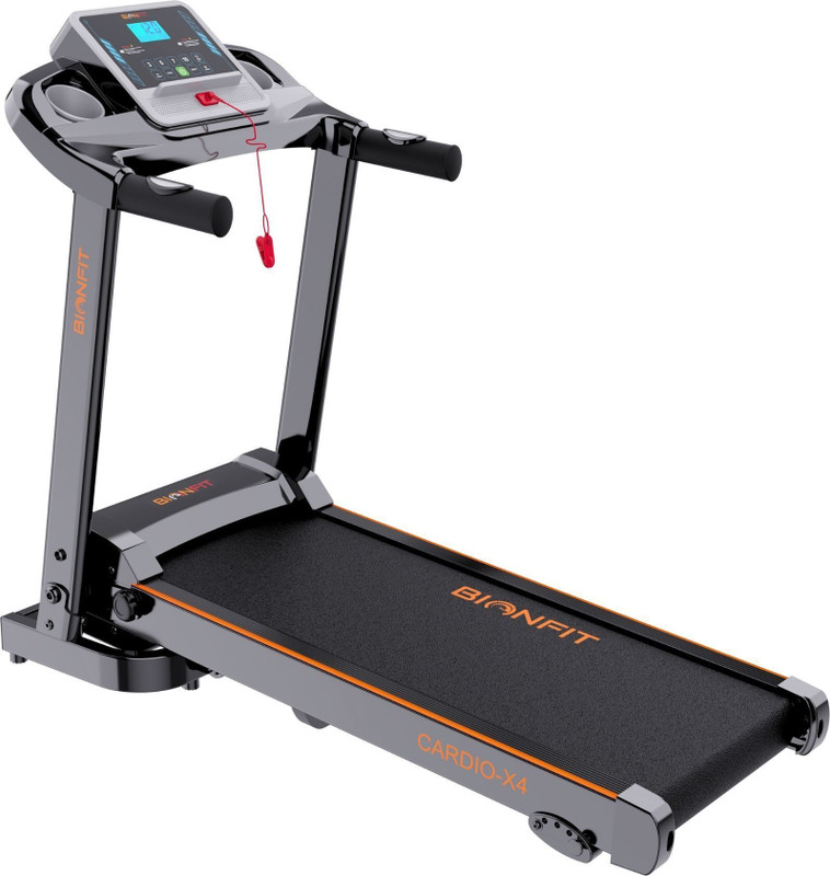 BIONFIT CARDIO-X4 Running Machine for Home Gym | Foldable, MP3, 4 HP Peak Motorized Treadmill (Max Weight:100 kg)