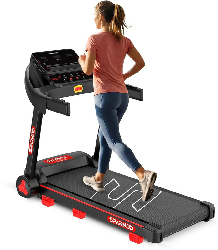 Sparnod Fitness STH-1140 Treadmill for Home Use, 4 HP Peak Motor, 1–14 km/h Speed, LED Display Treadmill (Max Weight:90 kg)
