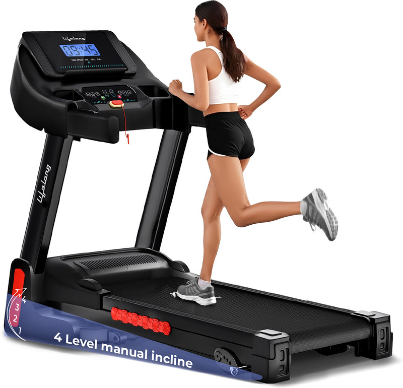 Lifelong 4.5HP Motorized Treadmill for Home Manual Incline 12% Foldable Handle Treadmill (Max Weight:100 kg)