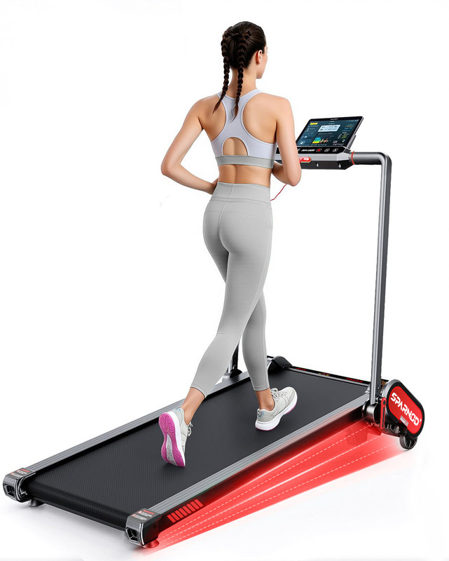 Sparnod Fitness STH-3011 Walking Pad For Home Use 2.5HP, 12km/h, 13%Auto Incline, Remote Control Treadmill (Max Weight:120 kg)