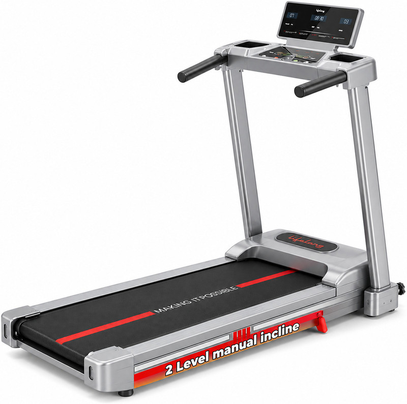 Lifelong 4.5HP Motorized Foldable Treadmill for Home, Wide Running Area 2 Level Incline Treadmill (Max Weight:100 kg)