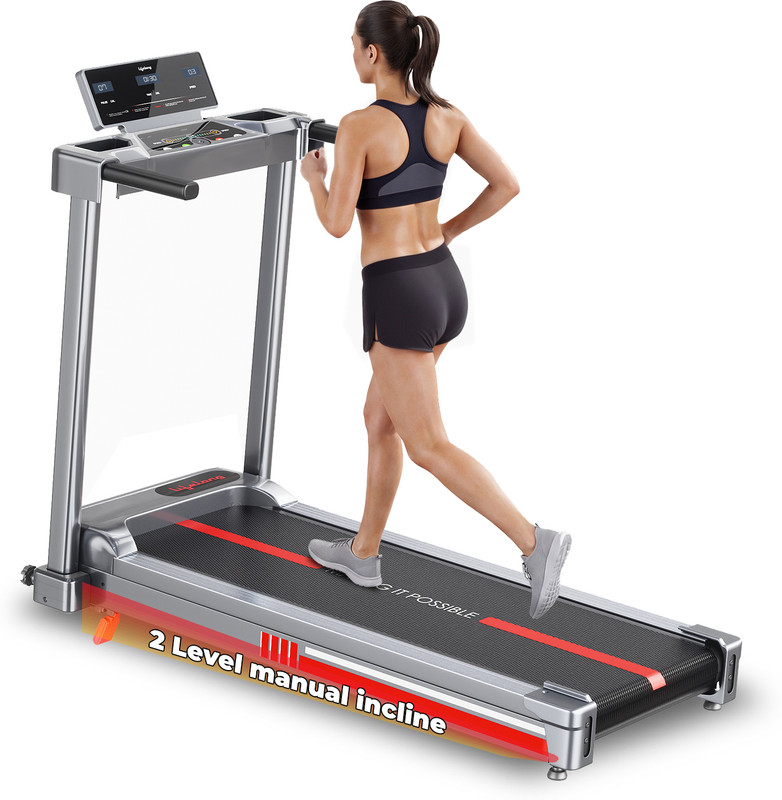 Lifelong 4.5HP Motorized Treadmill for Home | Manual Incline 2 Level | Foldable Handle Treadmill (Max Weight:100 kg)