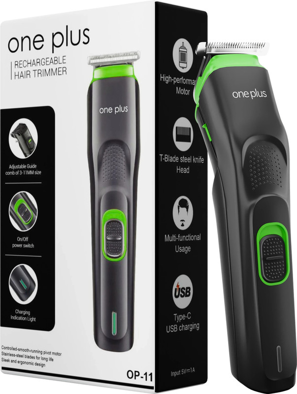 One Plus OP 11 Cordless Professional Hair Trimmer Titanium coated blade waterproof Trimmer 120 min  Runtime 12 Length Settings(Black, Green)