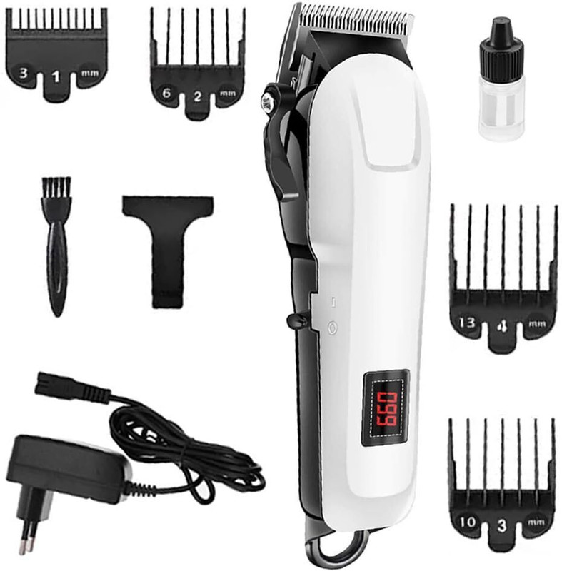 Dazzel Flex New Professional man cordless hair trimmer LED display hair clipper for man White, Black Pet Hair Trimmer