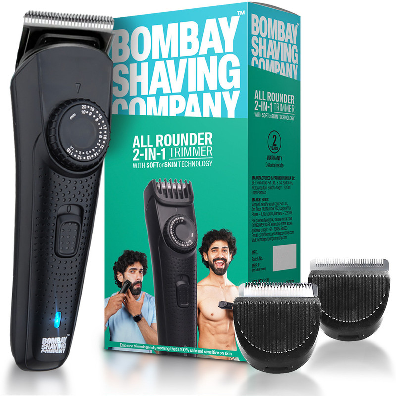 BOMBAY SHAVING COMPANY All Rounder 2-in-1 Beard & Body Grooming Trimmer 120 min  Runtime 38 Length Settings(Black)