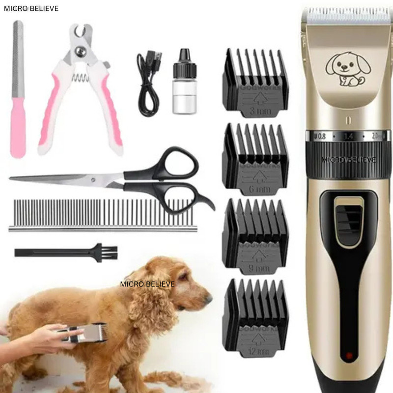 FESHINNEST Dogs & Cats, Rabbit Grooming Machine Wireless Rechargeable, Low Noise, Clippers, Gold Pet Hair Trimmer