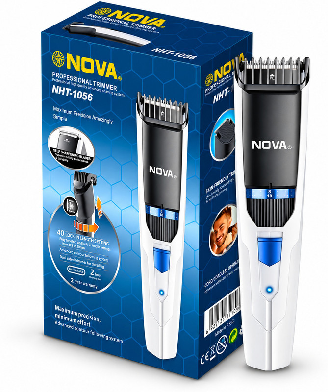 NOVA NHT 1056 Trimmer 180 min  Runtime 40 Length Settings(White, Blue)