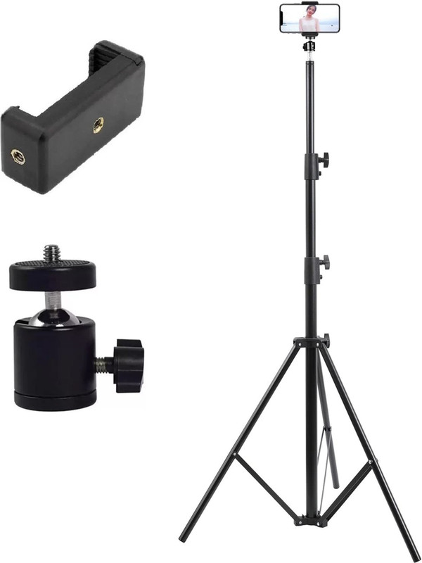 Flipkart SmartBuy Lightweight & Portable 7 Feet Aluminum Alloy Studio Light Stand For Videos|Photo Tripod(Black, Supports Up to 10000 g)