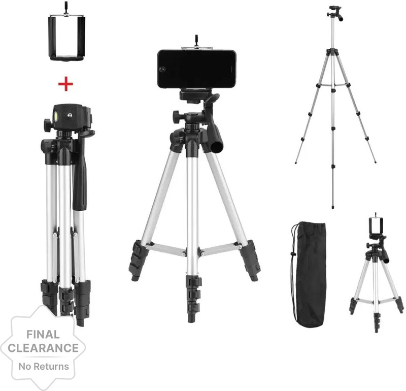 Kubra 3110 for Mobile, DSLR, Mirrorless, Sports & Action Portable Lightweight Aluminum Tripod(Black, Supports Up to 1500 g)