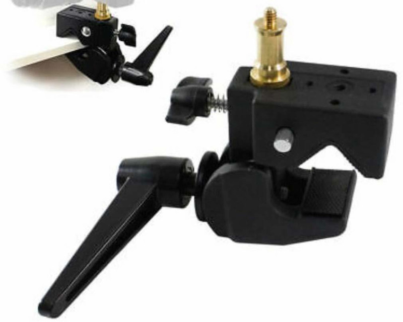 VTS Multipurpose Super Clamp, Pole Holder with Stud for Mounting Strobe Camera Monopod Kit(Black, Supports Up to 100 g)