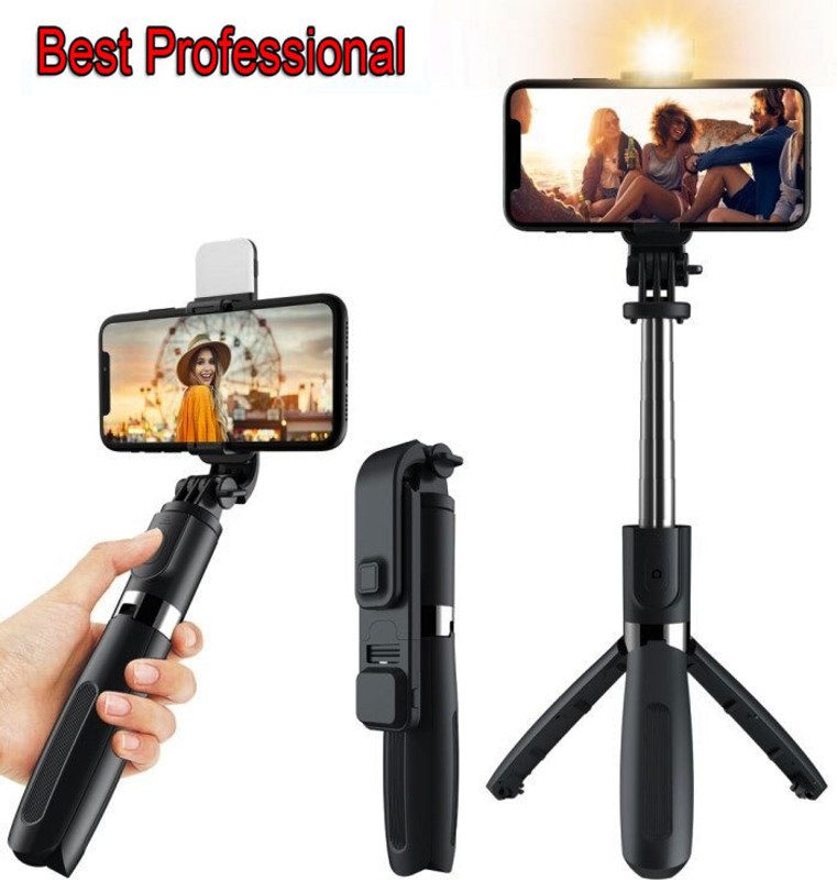 Worricow Bluetooth selfie stick/tripod stand/bluetooth selfie stick Tripod, Monopod Monopod Kit(Black, Supports Up to 500 g)