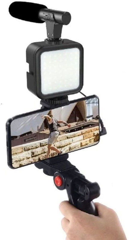 SHALINI ENTERPRISE Camera Video Recording Vlogging Kit for Video Making Mic Mini Tripod Stand Monopod Kit(Multicolor, Supports Up to 500 g)