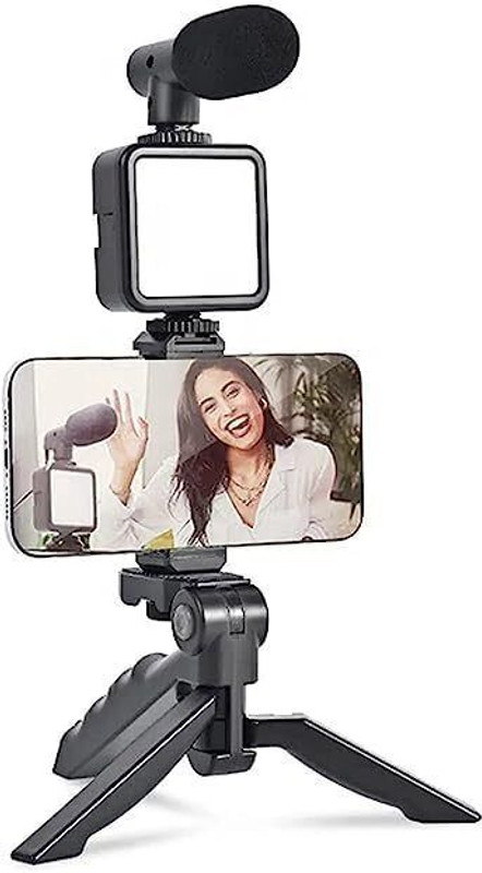 Nivara Vlogging Kit,Desktop Phone Video Microphone Kit For Video Monopod Kit(Black, Supports Up to 1500 g)