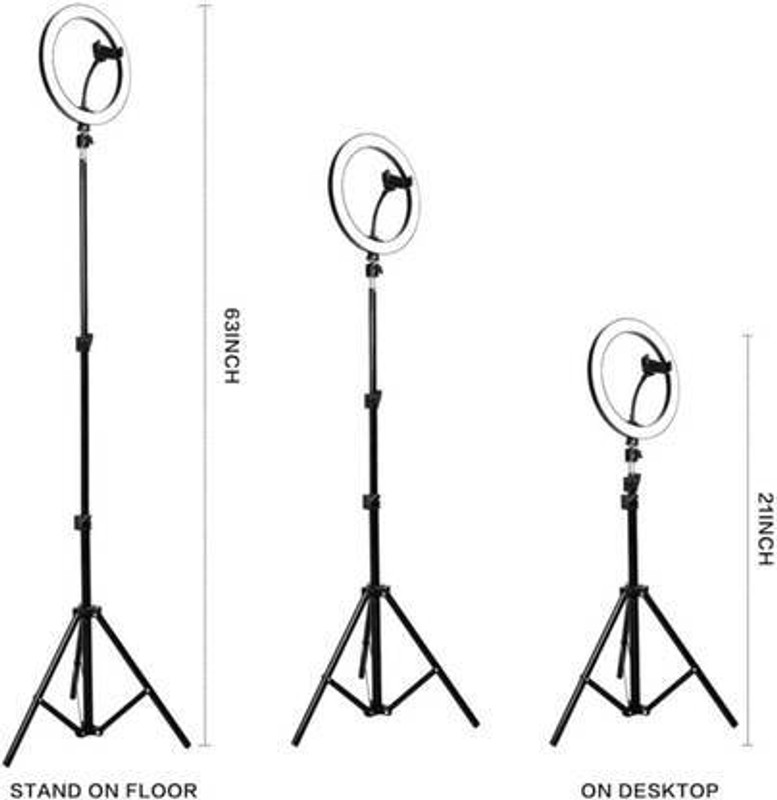 MOTOFLY Big Led Ring Light 10" With 7 Feet Tripod Stand For Reels, Photoshoot, You tube Monopod Kit, Tripod Kit, Tripod Bracket(Black, Supports Up to 1999 g)