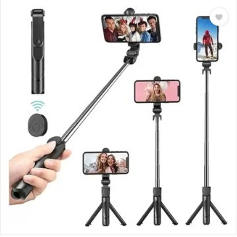 Growtechnohub Bluetooth Extendable Wireless Remote Stand 3-in-1 Multifunctional Selfie Stick Monopod Kit, Tripod, Tripod Kit(Black, Supports Up to 700 g)