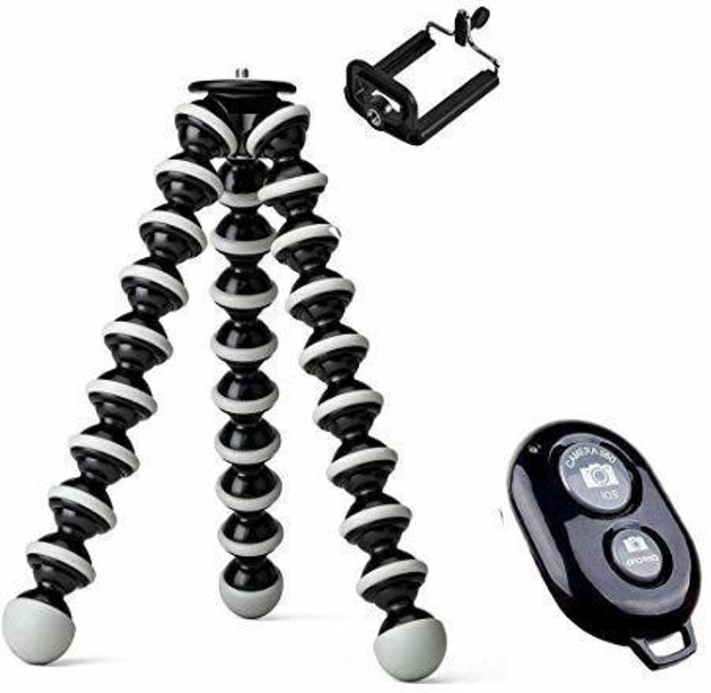 PKST Gorilla Tripod/Mini 33 cm (13 Inch) Tripod for Mobile Phone with Phone Holder | Flexible Gorilla Stand for DSLR & Action Cameras (Gorilla Tripod) Monopod Kit, Tripod, Tripod Ball Head, Tripod Bracket, Tripod Clamp, Tripod Kit(Black, White, Supports Up to 3000 g)