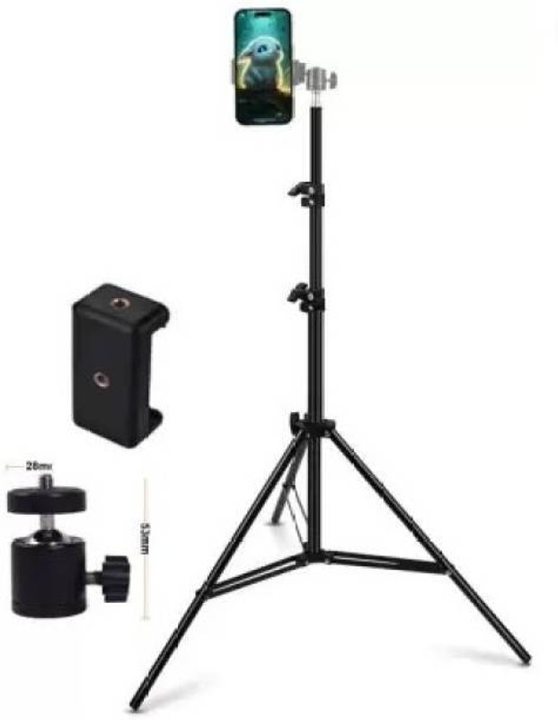Treadmill 2.1m Tripod with Adjustable Clip Holder for All Mobiles & Cameras Tripod Monopod Kit(Black, Supports Up to 1000 g)