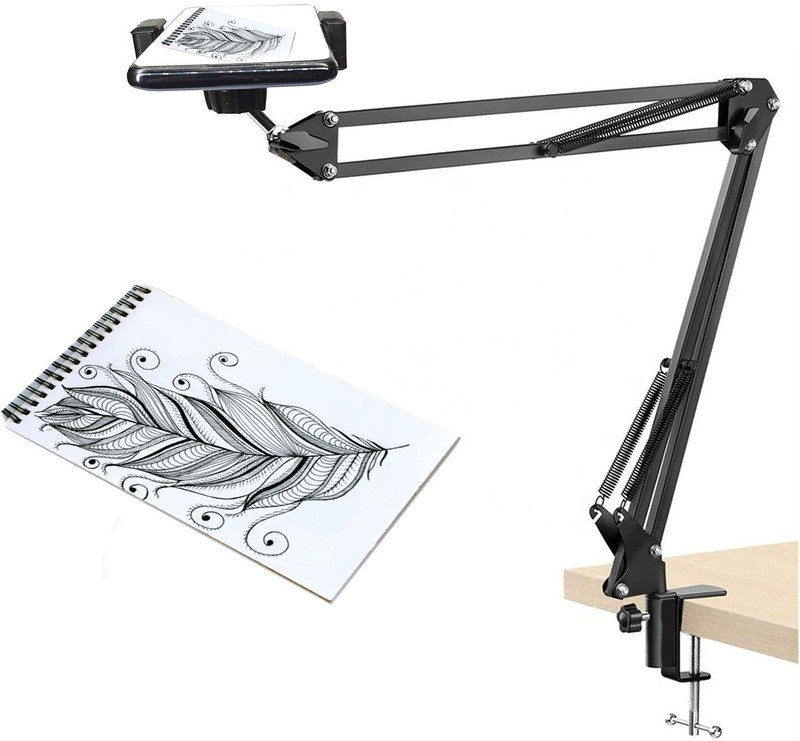Mobtude Adjustable Desk Clamp Phone Mount with 360° Arm for Smartphones and Tablets Monopod, Tripod Ball Head, Tripod, Tripod Bracket, Tripod Clamp(Black, Supports Up to 1200 g)