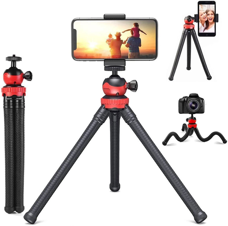 SURYAKUSH Hot Selling Octopus Tripod for DSLR Camera Mobile Ball Head Tripod Ball Head, Tripod, Tripod Bracket, Monopod(Black Red, Supports Up to 1000 g)
