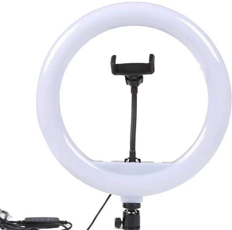 OneXsale 14-inch LED Ring Light Selfie Light Ring with Tripod Stand and Phone Holder, Tripod Ball Head(Black, Supports Up to 450 g)