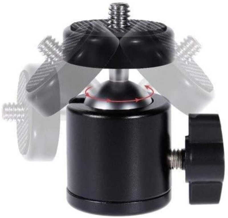 LCTRIO I Ball Head 1/4" Screw 360 Degree Rotational I 1/4" Thread base Mount I Tripod Ball Head(Black, Supports Up to 2000 g)
